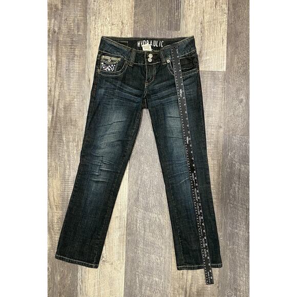 Hydraulic Jeans Womens Sz 7/8 Lowrise Straight Ankle Stretch Denim Whiskers Y2K - Picture 11 of 16